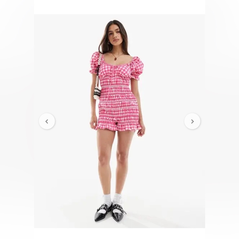 ASOS design Pink Gingham Romper sz 12 NWOT
